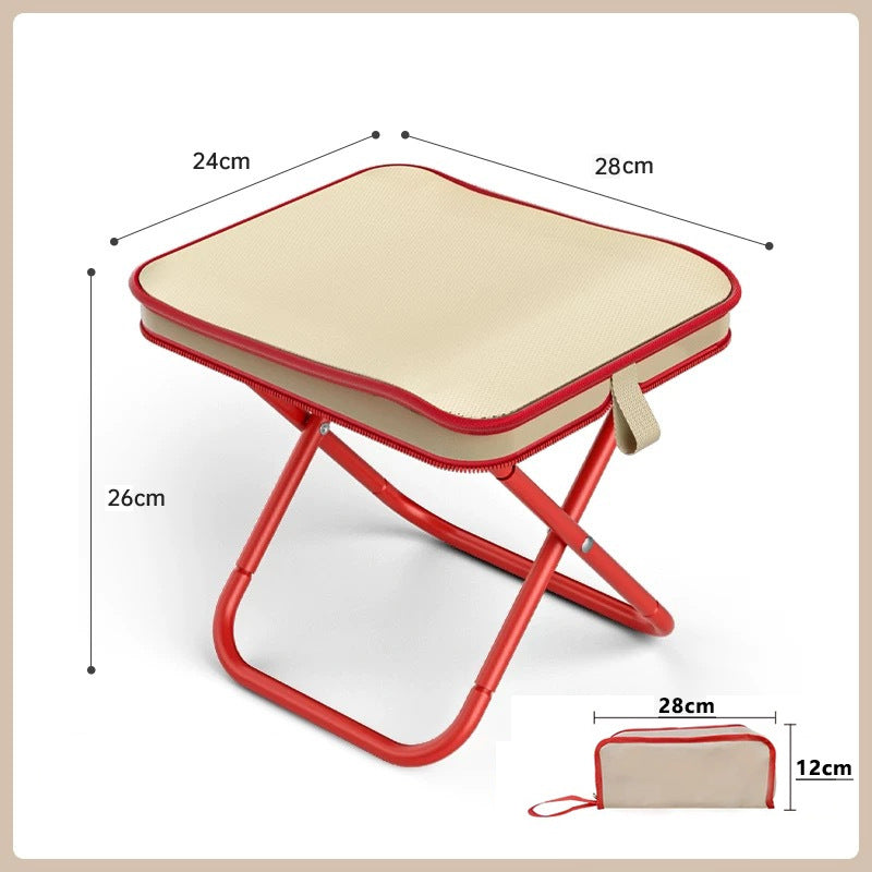 Red Premium 2-Piece Portable Folding Stool Set | Lightweight Compact Camping Chairs | Durable Outdoor Seats for Fishing, Picnics, and Hiking