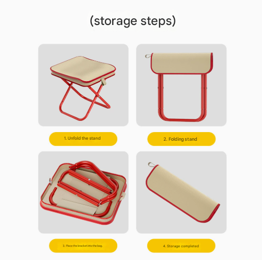Red Premium 2-Piece Portable Folding Stool Set | Lightweight Compact Camping Chairs | Durable Outdoor Seats for Fishing, Picnics, and Hiking