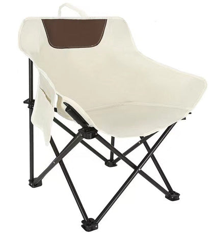 White Outdoor Folding Camping Chair â€“ Portable Lounge Chair, Lightweight Beach Chair, Fishing Stool, and Picnic Seat, Perfect for Outdoor Adventures