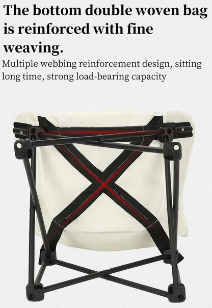 White Outdoor Folding Camping Chair â€“ Portable Lounge Chair, Lightweight Beach Chair, Fishing Stool, and Picnic Seat, Perfect for Outdoor Adventures