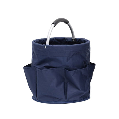 Navy Blue 17L Collapsible Handheld Storage Bucket | Multi-Pocket Portable Camping & Picnic Basket | Durable Waterproof Organizer for Beach, Bath and Shopping