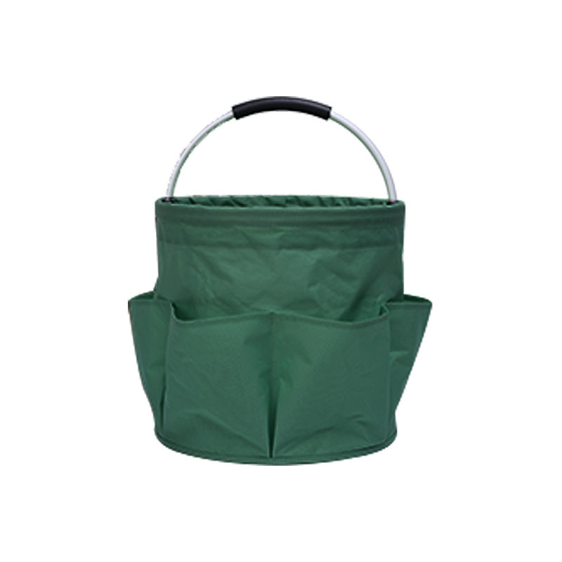 Green 17L Collapsible Handheld Storage Bucket | Multi-Pocket Portable Camping & Picnic Basket | Durable Waterproof Organizer for Beach, Bath and Shopping
