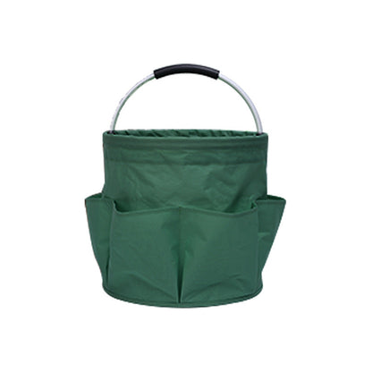 Green 17L Collapsible Handheld Storage Bucket | Multi-Pocket Portable Camping & Picnic Basket | Durable Waterproof Organizer for Beach, Bath and Shopping
