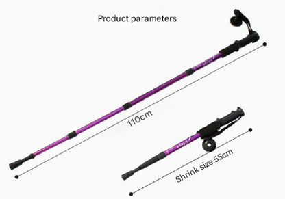 Purple 2-Pack Lightweight Trekking Poles | 4-Section Adjustable 52-110cm Walking Sticks | Anti-Shock High-Strength Aluminum Alloy Hiking Poles
