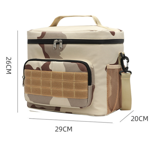 Green Tactical Insulated Camouflage Lunch Bag | Large Capacity Waterproof Oxford Cooler | Portable Thermal Meal Prep Tote for Work and Outdoor