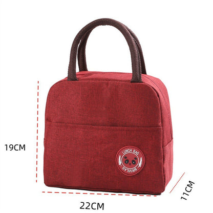 Red Portable Insulated Lunch Bag for Kids & Adults | Cute Panda Thermal Bento Tote | Lightweight Water-Resistant Meal Prep Bag
