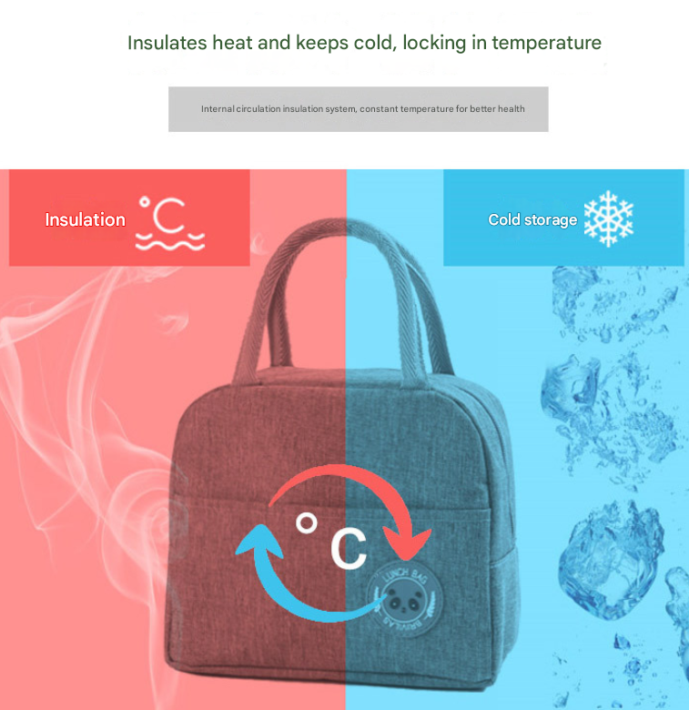 Red Portable Insulated Lunch Bag for Kids & Adults | Cute Panda Thermal Bento Tote | Lightweight Water-Resistant Meal Prep Bag