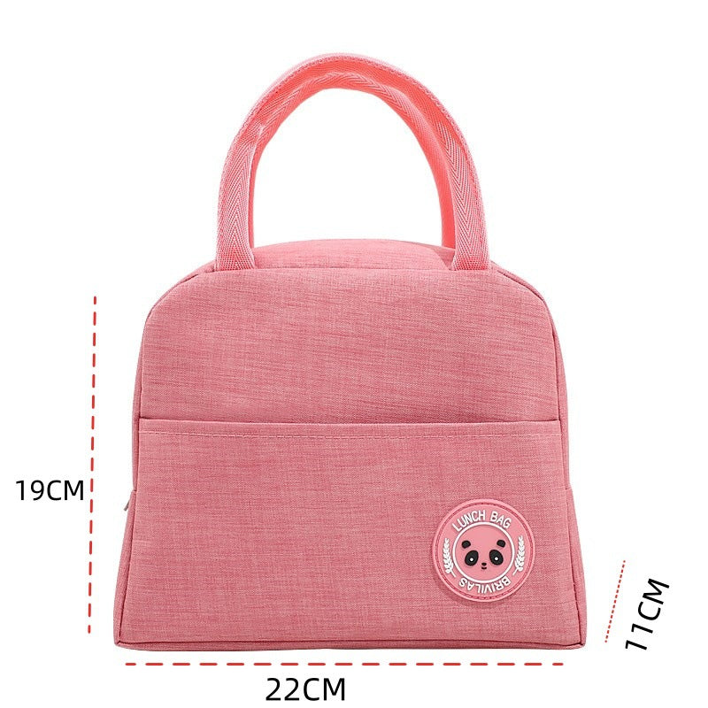 Pink Portable Insulated Lunch Bag for Kids & Adults | Cute Panda Thermal Bento Tote | Lightweight Water-Resistant Meal Prep Bag