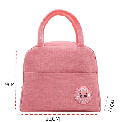 Pink Portable Insulated Lunch Bag for Kids & Adults | Cute Panda Thermal Bento Tote | Lightweight Water-Resistant Meal Prep Bag