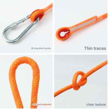 Orange 10mm Double Hook Climbing Rope Set - 10m Durable Outdoor Safety Rescue Cord