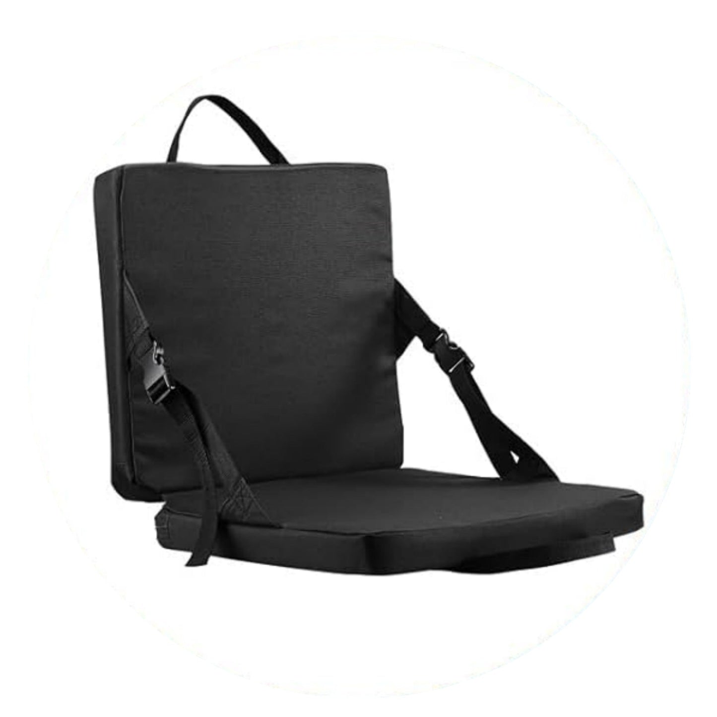 Black Portable Foldable Outdoor Seat â€“ Multi-Functional Stadium & Boat Chair with Carry Handle