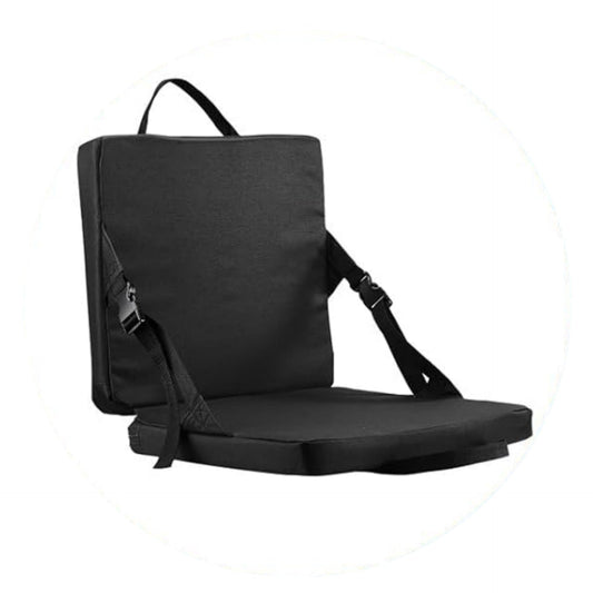Black Portable Foldable Outdoor Seat â€“ Multi-Functional Stadium & Boat Chair with Carry Handle