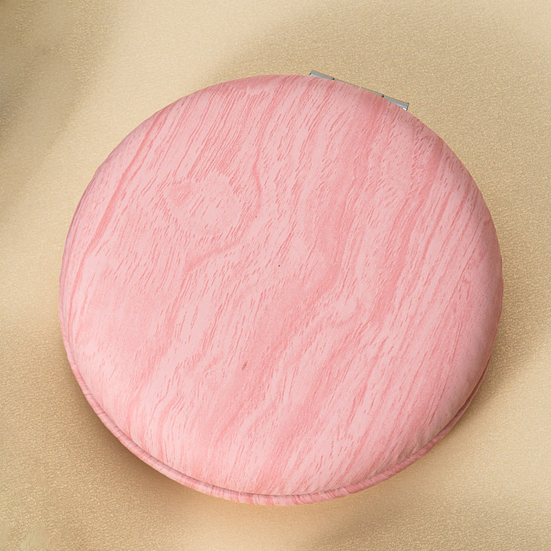 2 Pcs Pink Portable Wooden-Style Makeup Mirror - Dual-Sided High-Definition Compact Mirror
