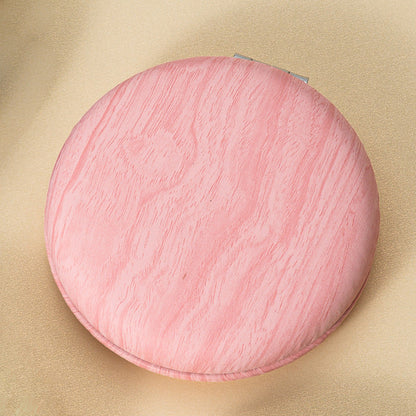 2 Pcs Pink Portable Wooden-Style Makeup Mirror - Dual-Sided High-Definition Compact Mirror