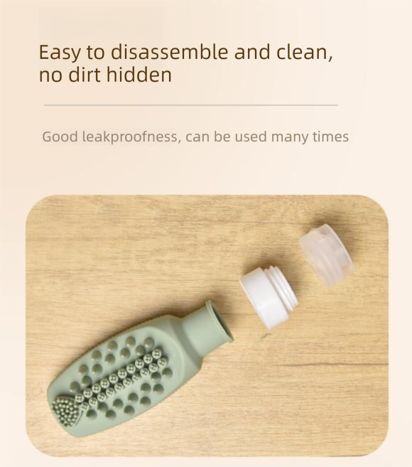 Beige Travel Silicone Refillable Bottle Set â€“ Multi-Functional Soft-Squeeze Dispenser with Built-in Brush (3-Pack)