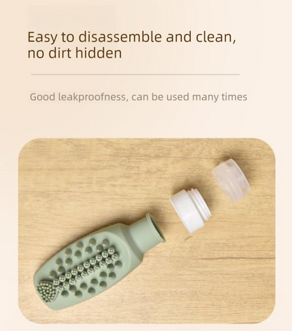 Beige Travel Silicone Refillable Bottle Set â€“ Multi-Functional Soft-Squeeze Dispenser with Built-in Brush (3-Pack)