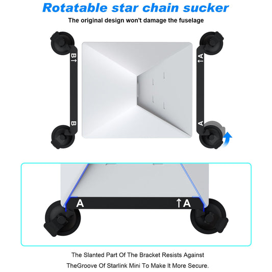 10 Pcs Black Heavy-Duty Suction Cup Mount for Starlink Mini - All-Weather Car, RV & Boat Bracket