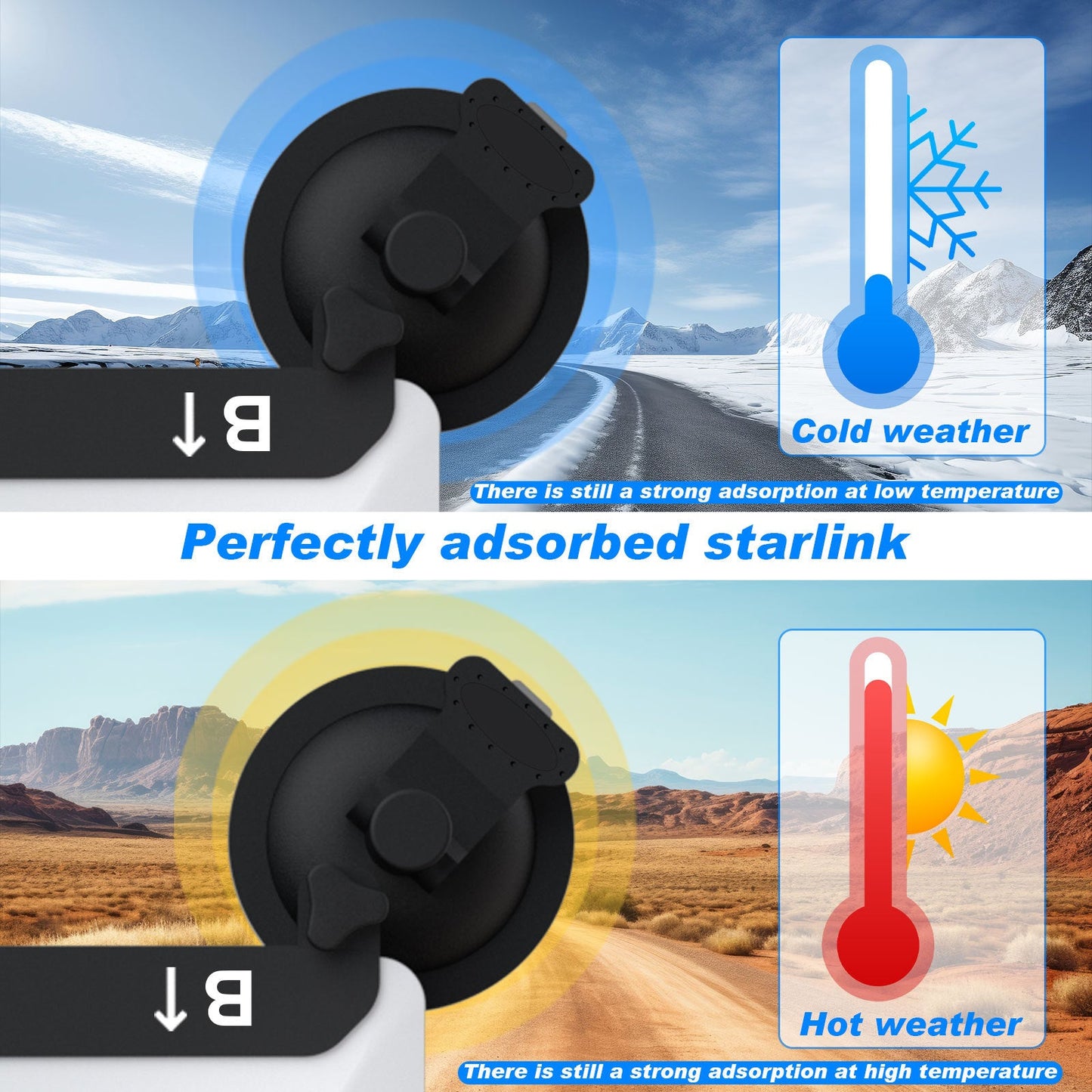 10 Pcs Black Heavy-Duty Suction Cup Mount for Starlink Mini - All-Weather Car, RV & Boat Bracket