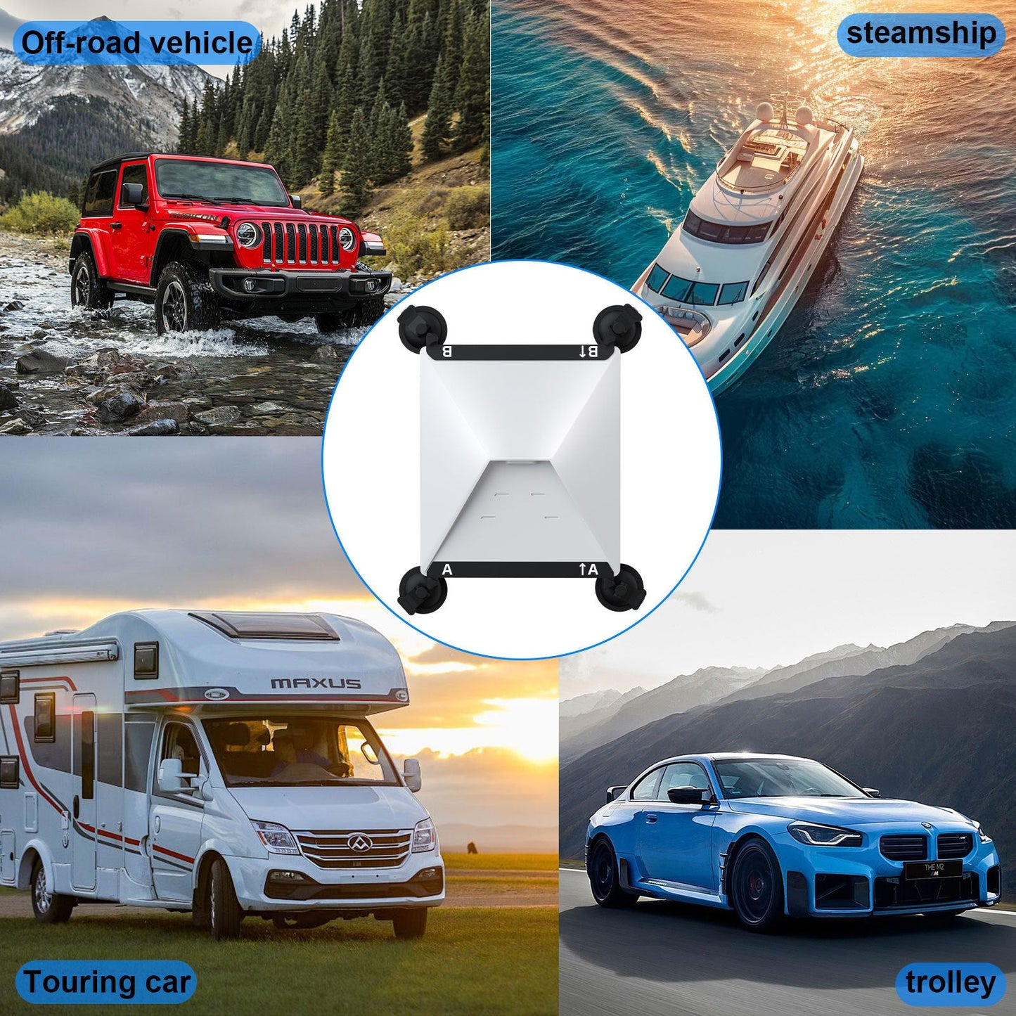 10 Pcs Black Heavy-Duty Suction Cup Mount for Starlink Mini - All-Weather Car, RV & Boat Bracket