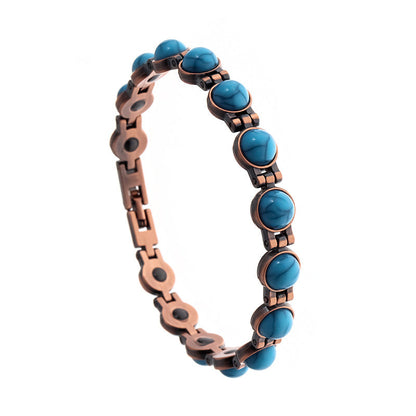 Vintage-Inspired Women's Copper-Tone Magnetic Bracelet â€“ Turquoise Accent Magnetic Bangle
