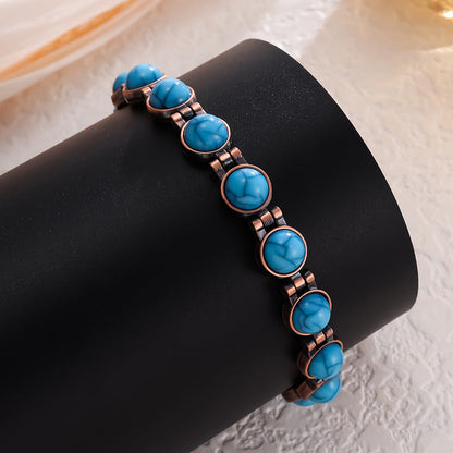 Vintage-Inspired Women's Copper-Tone Magnetic Bracelet â€“ Turquoise Accent Magnetic Bangle