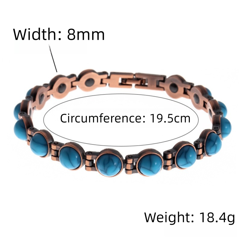 Vintage-Inspired Women's Copper-Tone Magnetic Bracelet â€“ Turquoise Accent Magnetic Bangle