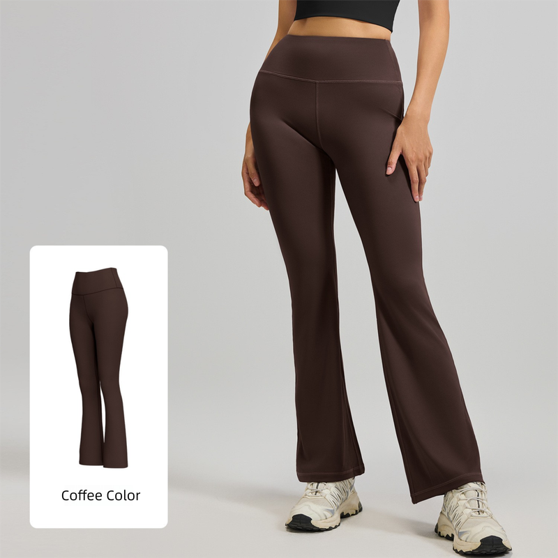 M Coffee High-Waisted Flared Yoga Pants â€“ Sculpting & Slimming Fitness Leggings