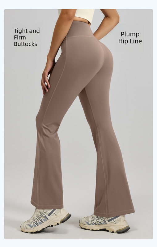 M Coffee High-Waisted Flared Yoga Pants â€“ Sculpting & Slimming Fitness Leggings