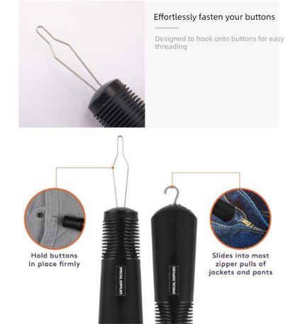 Grey Dressing Aid Tool â€“ Button & Zipper Assistant for Elderly and People with Limited Mobility