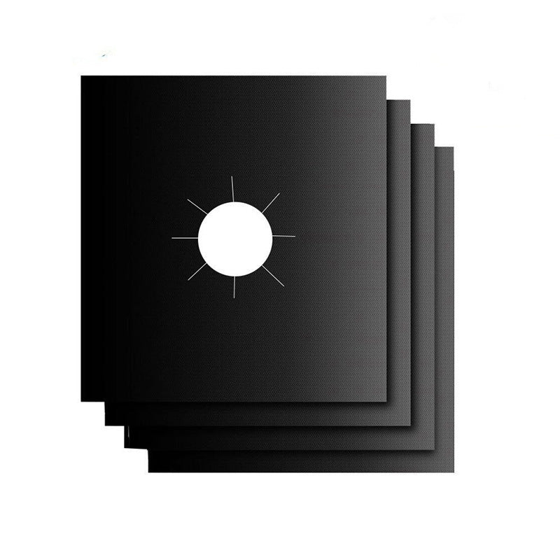 10 Pcs Black Heat-Resistant Gas Stove Mat â€“ Non-Stick Teflon Coated Fiberglass Protector for Cooktops (270mm Ã— 270mm)