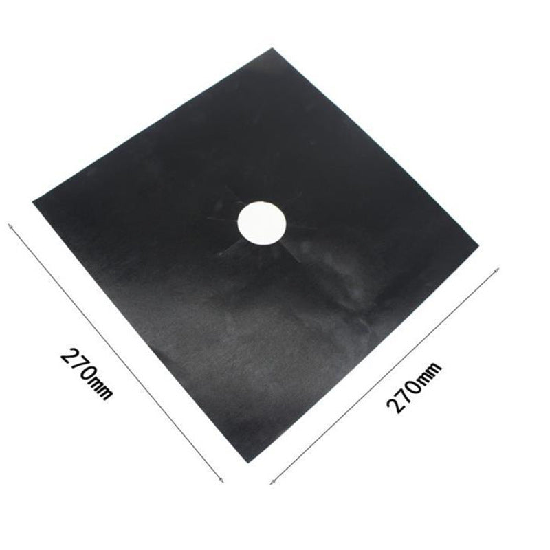10 Pcs Black Heat-Resistant Gas Stove Mat â€“ Non-Stick Teflon Coated Fiberglass Protector for Cooktops (270mm Ã— 270mm)