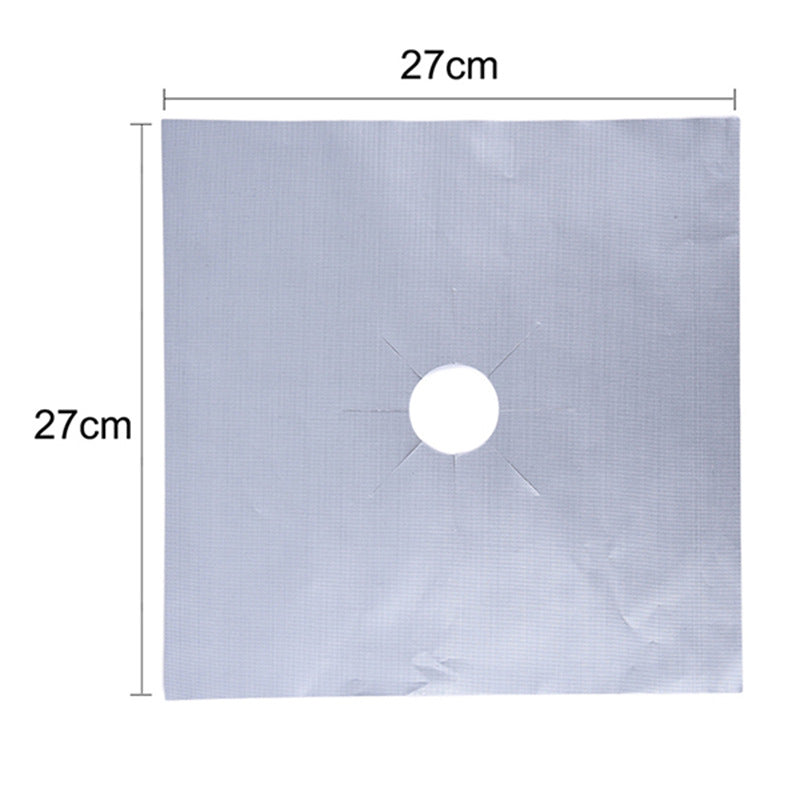 10 Pcs Silver Heat-Resistant Gas Stove Mat â€“ Non-Stick Teflon Coated Fiberglass Protector for Cooktops (270mm Ã— 270mm)