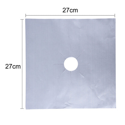 10 Pcs Silver Heat-Resistant Gas Stove Mat â€“ Non-Stick Teflon Coated Fiberglass Protector for Cooktops (270mm Ã— 270mm)