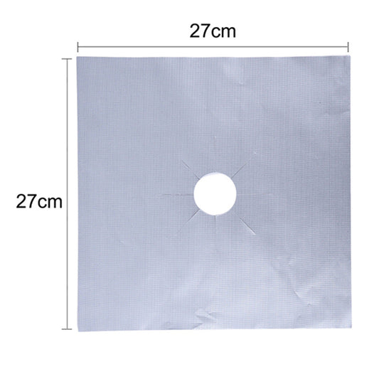 10 Pcs Silver Heat-Resistant Gas Stove Mat â€“ Non-Stick Teflon Coated Fiberglass Protector for Cooktops (270mm Ã— 270mm)