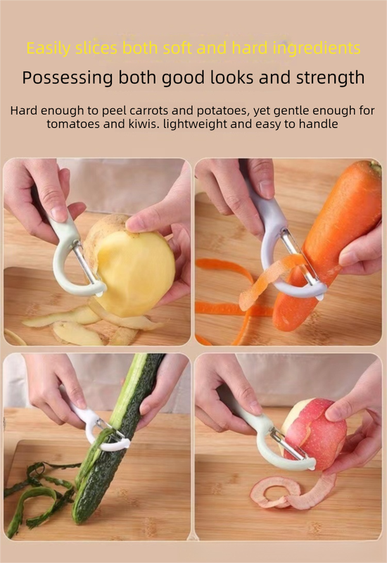 2 Pcs White Multi-Functional Vegetable & Fruit Peeler â€“ Stainless Steel Blade with Ergonomic PP Handle (60g)
