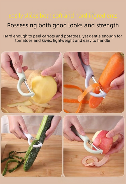 2 Pcs Dark Grey Multi-Functional Vegetable & Fruit Peeler â€“ Stainless Steel Blade with Ergonomic PP Handle (60g)