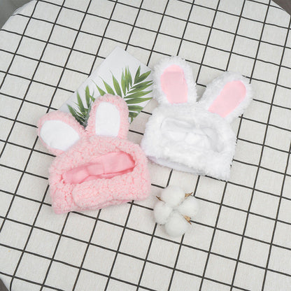 2 Pcs Pink Adorable Bunny Ears Cat Hat – Soft Plush Pet Costume Headband for Cats