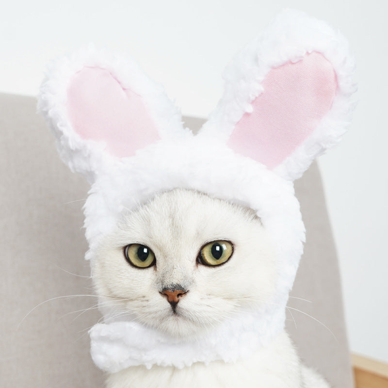 2 Pcs Pink Adorable Bunny Ears Cat Hat – Soft Plush Pet Costume Headband for Cats