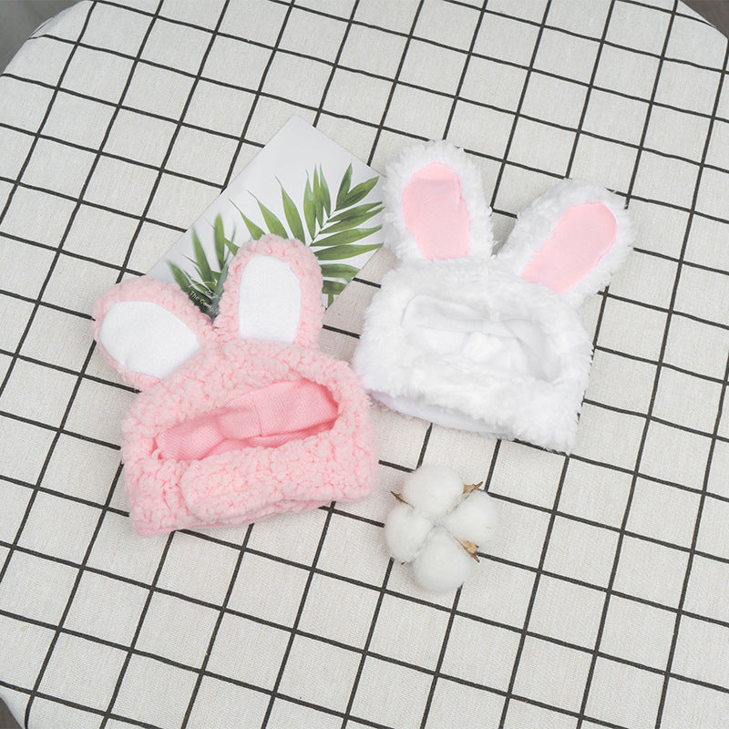 2 Pcs White Adorable Bunny Ears Cat Hat – Soft Plush Pet Costume Headband for Cats