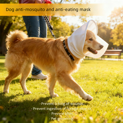 Size S Black Mesh Net Hood for Dogs – Protective Face Cover Against Insects, Debris, and Oral Ingestion