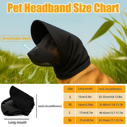 Size XL White Mesh Net Hood for Dogs – Protective Face Cover Against Insects, Debris, and Oral Ingestion