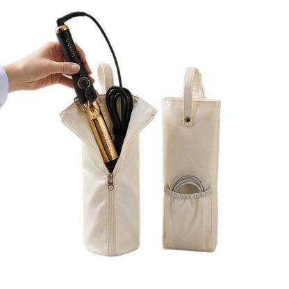 Beige Heat-Resistant Styling Tool Organizer â€“ Compact, Hanging Storage Pouch for Hair Tools
