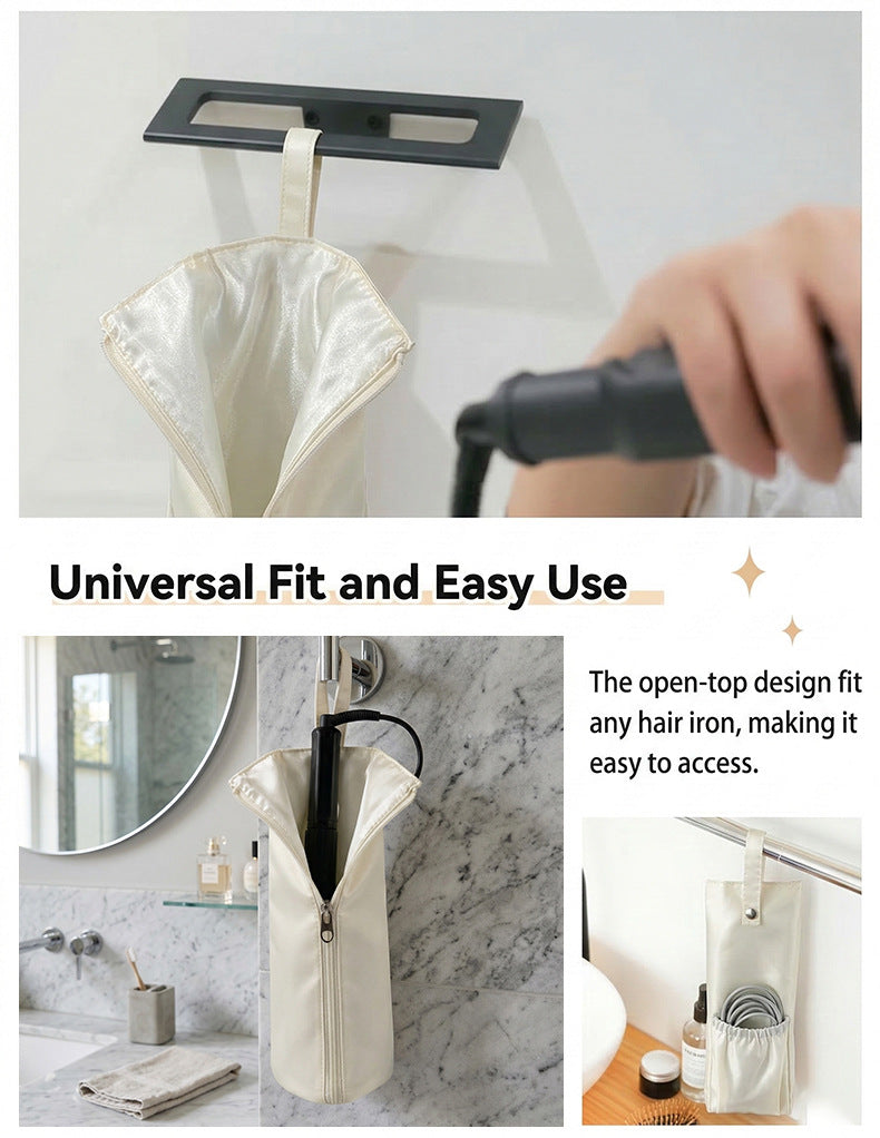 Beige Heat-Resistant Styling Tool Organizer â€“ Compact, Hanging Storage Pouch for Hair Tools