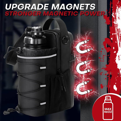Black Magnetic Water Bottle Holster â€“ Large-Capacity, Crossbody Carry Pouch for Outdoor & Gym Use
