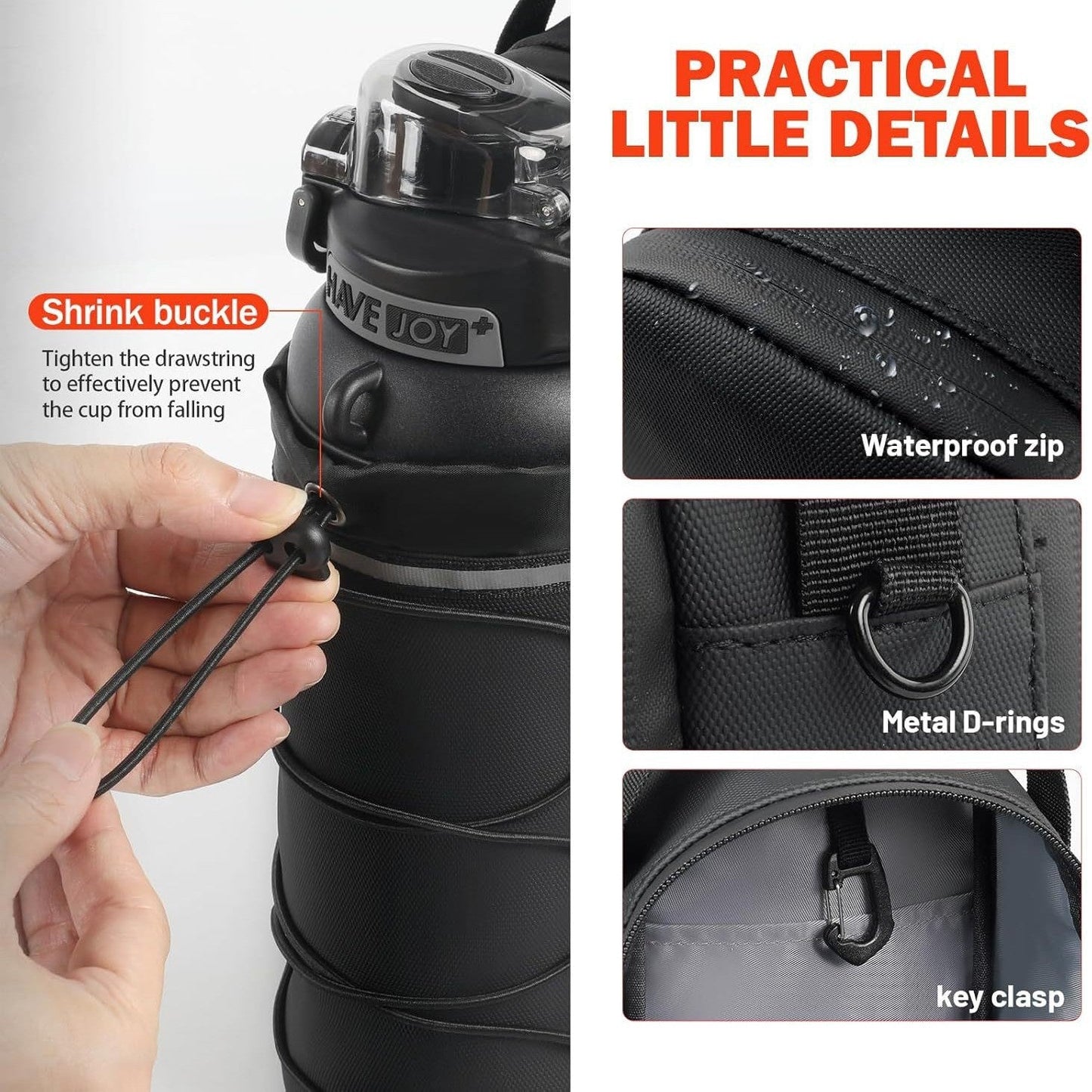 Black Magnetic Water Bottle Holster â€“ Large-Capacity, Crossbody Carry Pouch for Outdoor & Gym Use