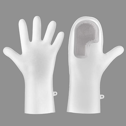 3 Pairs of Grey Brush Gloves Integrated Brush Glove â€“ Multifunctional Cleaning Glove for Kitchen, Dishwashing & Household Tasks