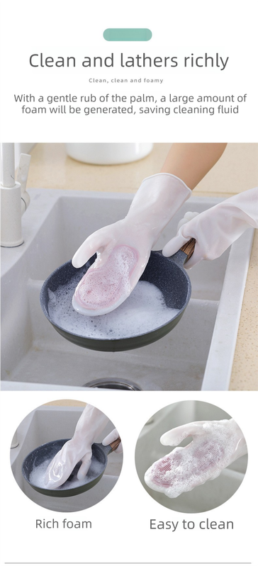 3 Pairs of Grey Brush Gloves Integrated Brush Glove â€“ Multifunctional Cleaning Glove for Kitchen, Dishwashing & Household Tasks