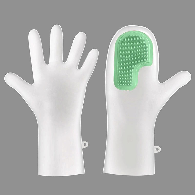 3 Pairs of Green Brush Gloves Integrated Brush Glove â€“ Multifunctional Cleaning Glove for Kitchen, Dishwashing & Household Tasks