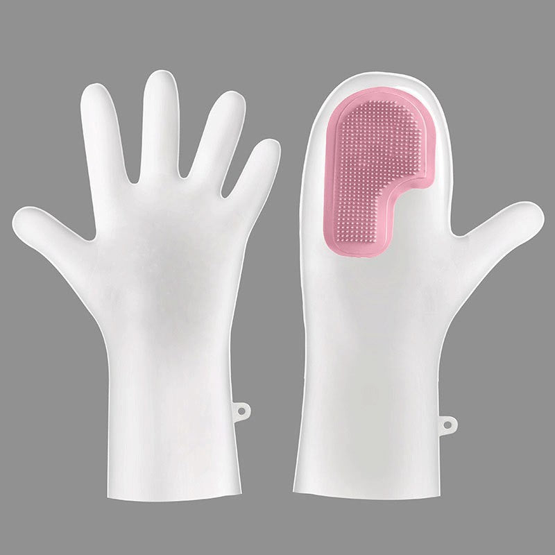 3 Pairs of Purple Brush Gloves Integrated Brush Glove â€“ Multifunctional Cleaning Glove for Kitchen, Dishwashing & Household Tasks