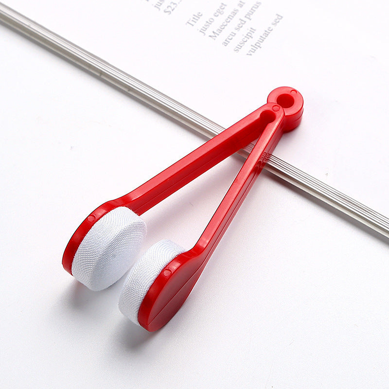 10 Pcs Red Portable Eyeglass Cleaning Clip - Dual-Sided Microfiber Tongs for Safe, Streak-Free Lens Care